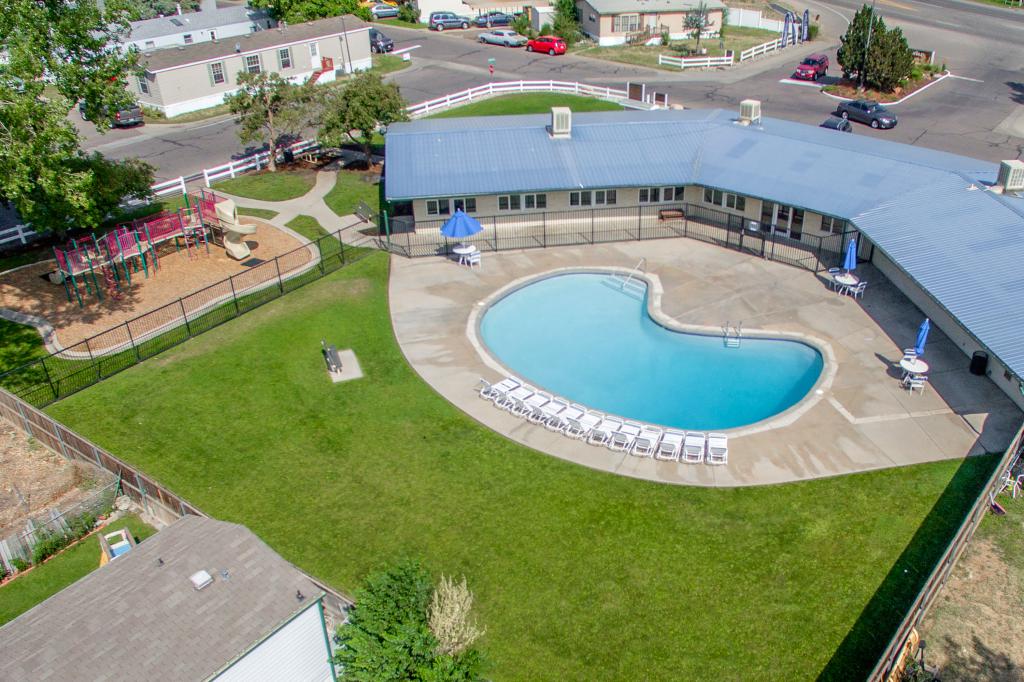 Denver manufactured home community pool, ariel view - Find homes for sale and home rentals Denver