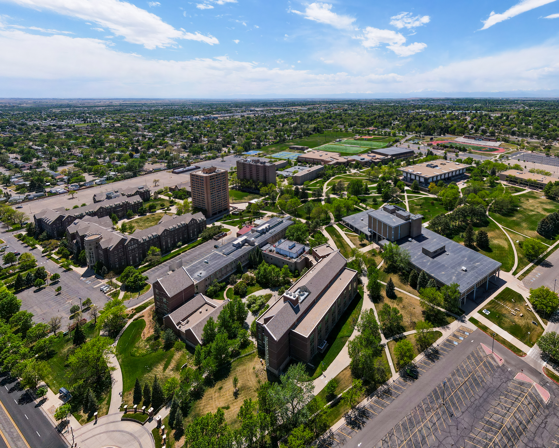 Aerial city view of Greeley Colorado