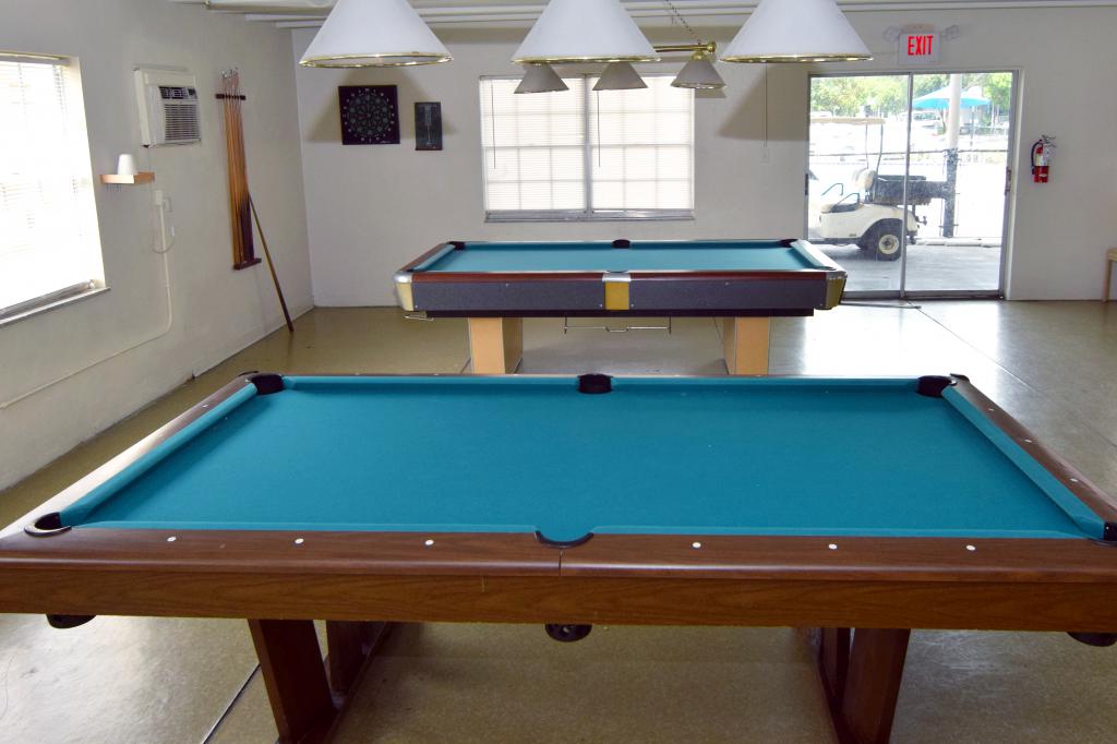 pool tables in the clubhouse at Chalet Village in Tampa Florida
